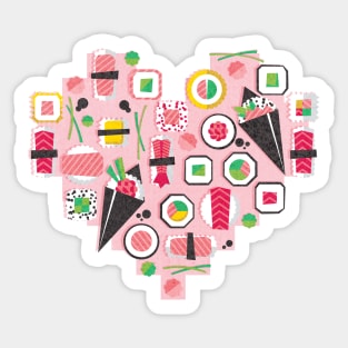 Paper cut geo sushi heart // print // pastel pink background Sticker